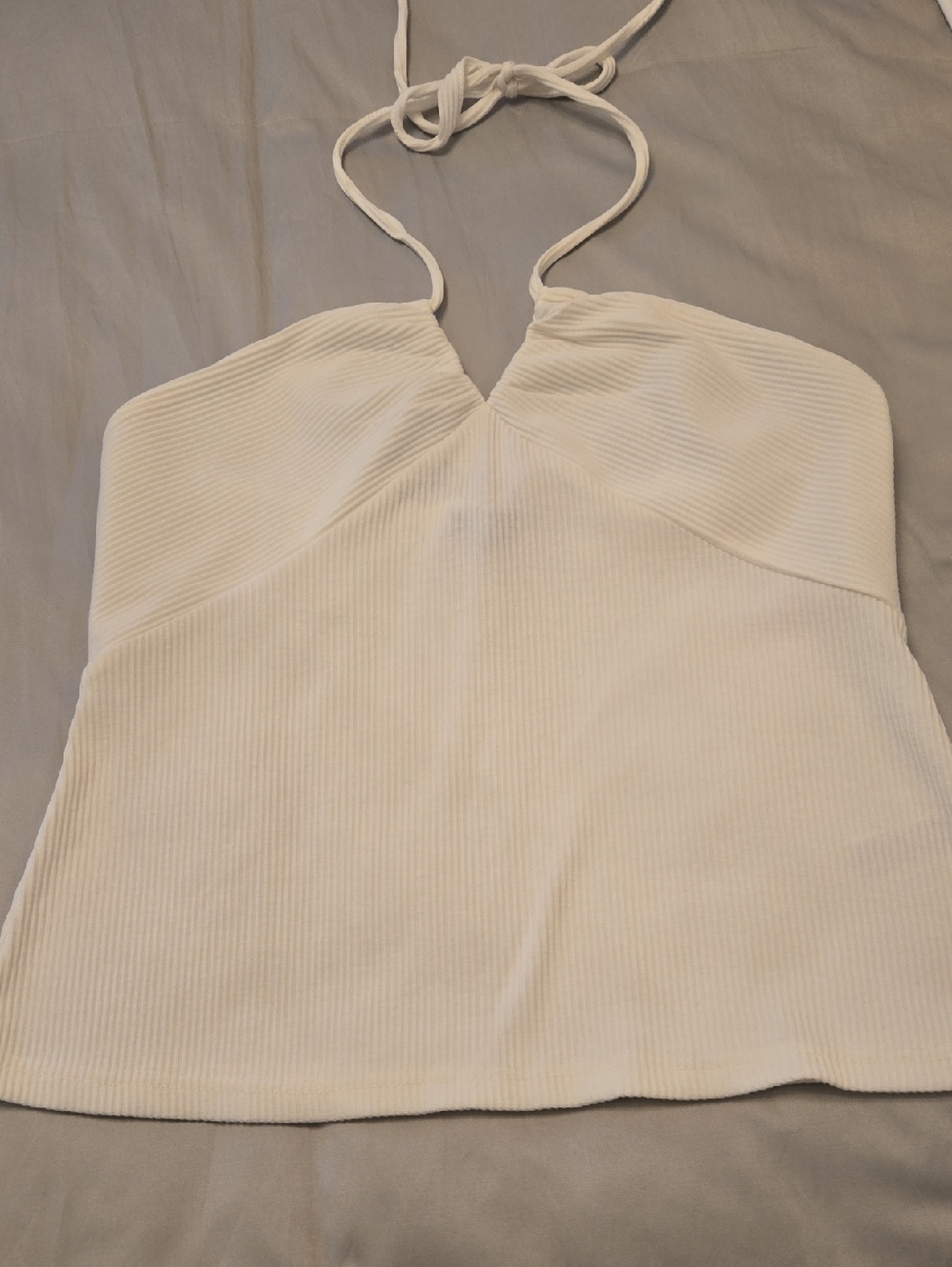 Current Air Cream Ribbed Halter Camisole
